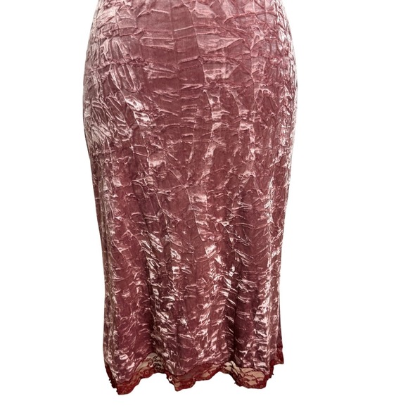 Vintage Betsey Johnson Crushed Velvet Lace Slip Babydoll Dress 4 Pink Coquette - Picture 5 of 13